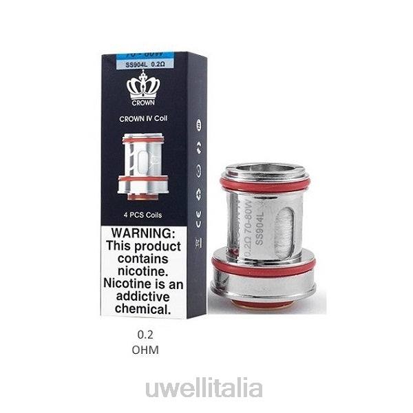 UWELL Milano - UWELL CROWN 4 Bobine di ricambio (confezione da 4) RJHB182 doppia bobina da 0,2ohm