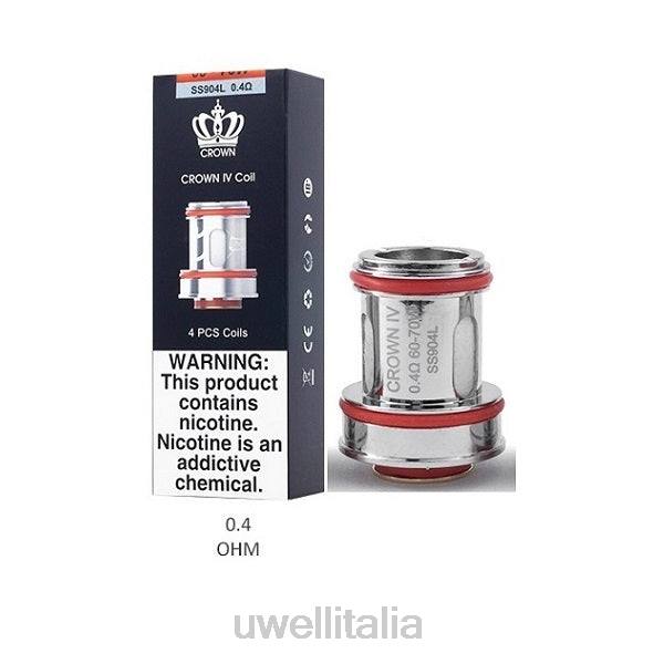 UWELL Milano - UWELL CROWN 4 Bobine di ricambio (confezione da 4) RJHB182 doppia bobina da 0,2ohm