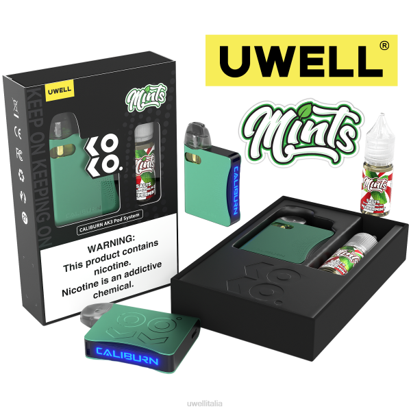 Best UWELL Flavours - UWELL CALIBURN AK3 kit + pod a3s 0.8ohm (x2) + daddy\'s vapor 10ml sali 50mg RJHB245 crl: rosso/flv: mangoberry pera fuji