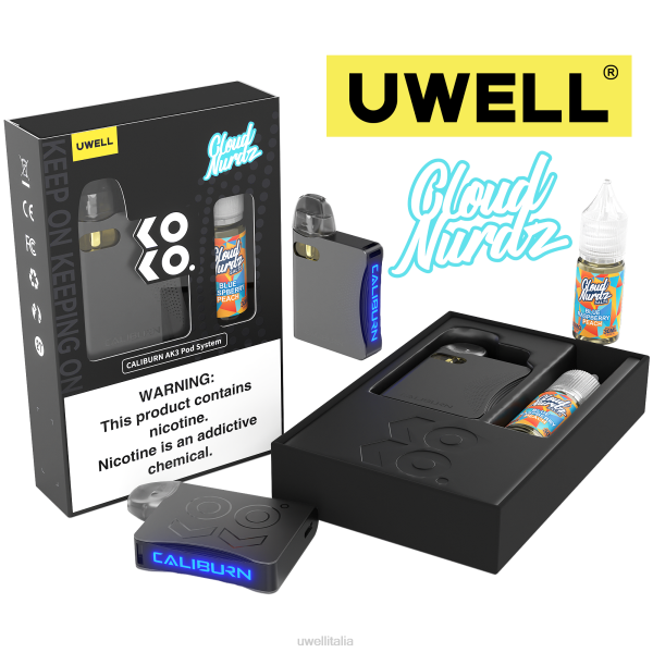 Best UWELL Flavours - UWELL CALIBURN AK3 kit + pod a3s 0.8ohm (x2) + daddy\'s vapor 10ml sali 50mg RJHB245 crl: rosso/flv: mangoberry pera fuji