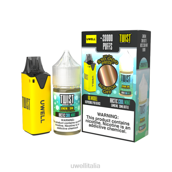 Best UWELL Flavours - UWELL V6 dispositivo usa e getta + succo di papà da 30 ml - pacchetto in collaborazione RJHB215 clr: giallo/flv: menta fresca artica 50 mg