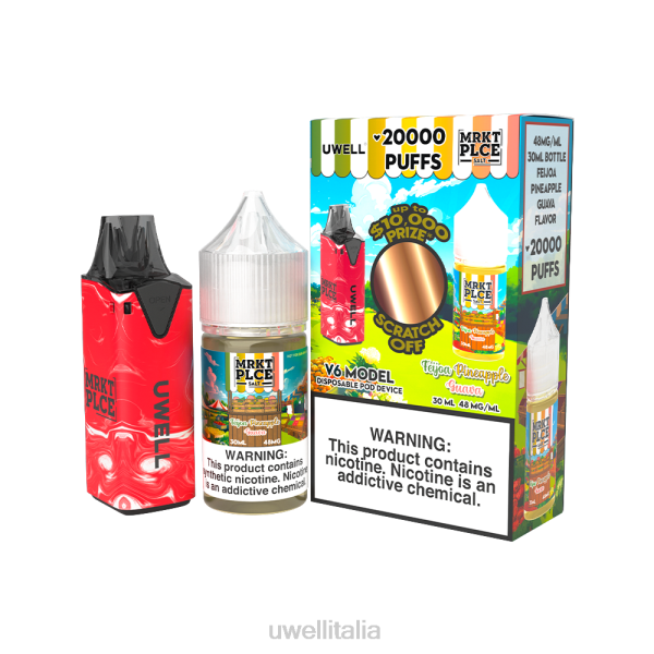 UWELL Disposable Vape - UWELL V6 dispositivo usa e getta + succo di papà da 30 ml - pacchetto in collaborazione RJHB206 clr: blu/flv: bacche di anguria ghiacciate 50 mg