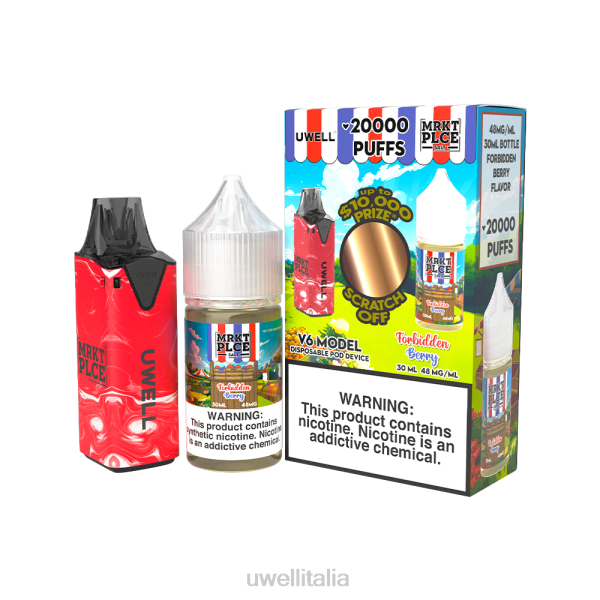 UWELL E Cig - UWELL V6 dispositivo usa e getta + succo di papà da 30 ml - pacchetto in collaborazione RJHB208 clr: rosso/flv: bacca proibita 48mg