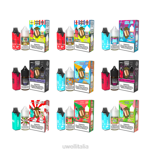 UWELL Milano - UWELL V6 dispositivo usa e getta + succo di papà da 30 ml - pacchetto in collaborazione RJHB212 clr: rosso/flv: biscotto al burro 48mg