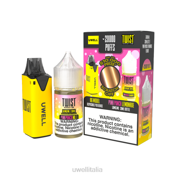 UWELL Milano - UWELL V6 dispositivo usa e getta + succo di papà da 30 ml - pacchetto in collaborazione RJHB212 clr: rosso/flv: biscotto al burro 48mg