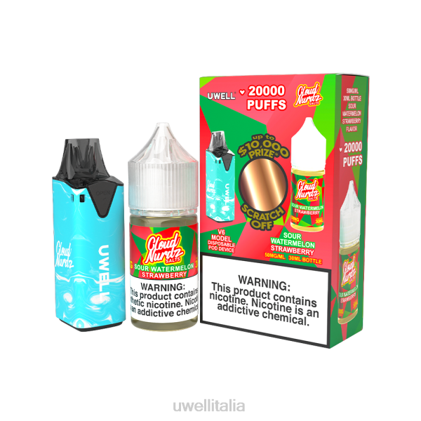 UWELL Milano - UWELL V6 dispositivo usa e getta + succo di papà da 30 ml - pacchetto in collaborazione RJHB212 clr: rosso/flv: biscotto al burro 48mg