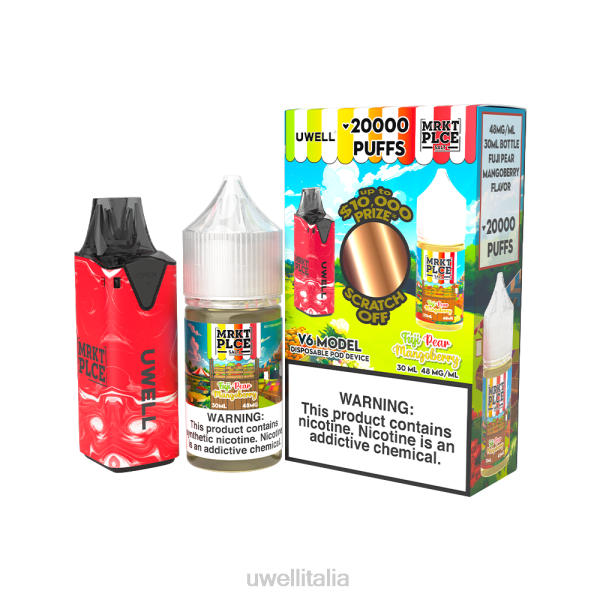 UWELL Puffs - UWELL V6 dispositivo usa e getta + succo di papà da 30 ml - pacchetto in collaborazione RJHB209 clr: rosso/flv: pera fuji mangoberry 48mg